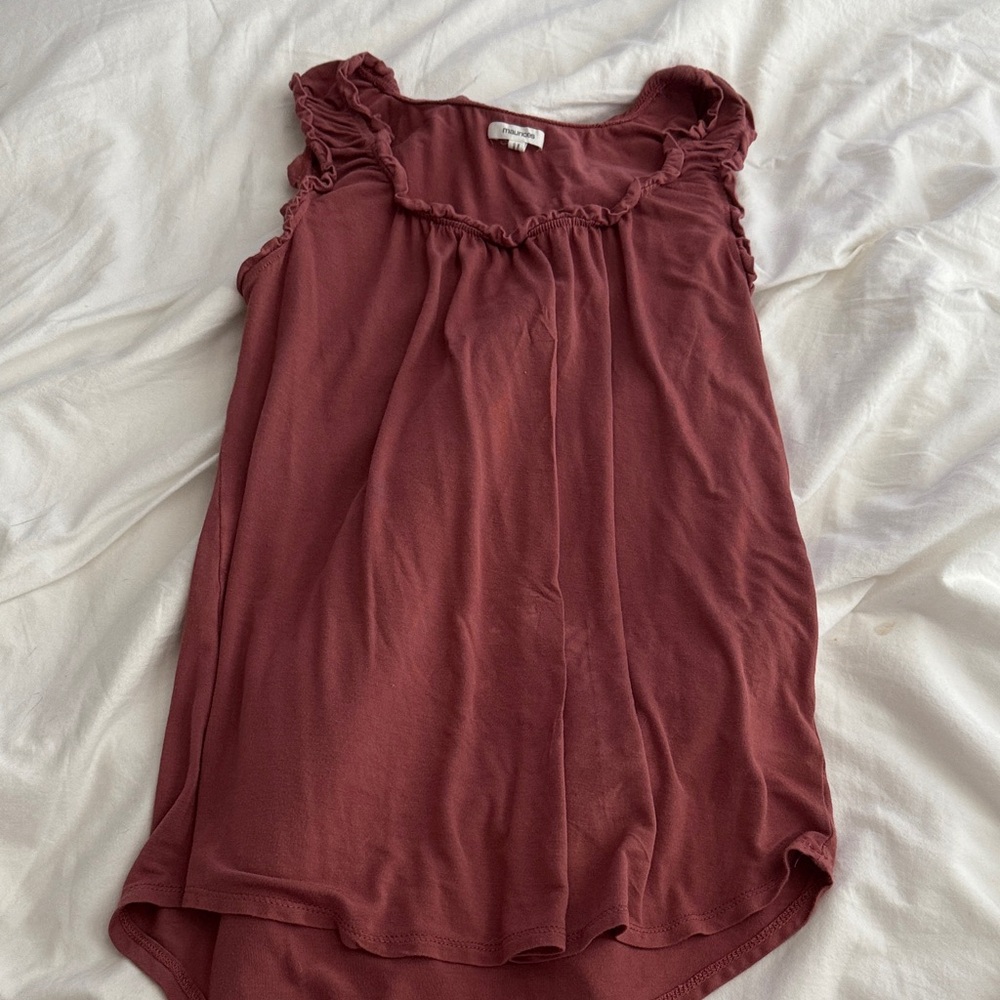 Maurices Ruffled Sleeveless Top in Deep Red
